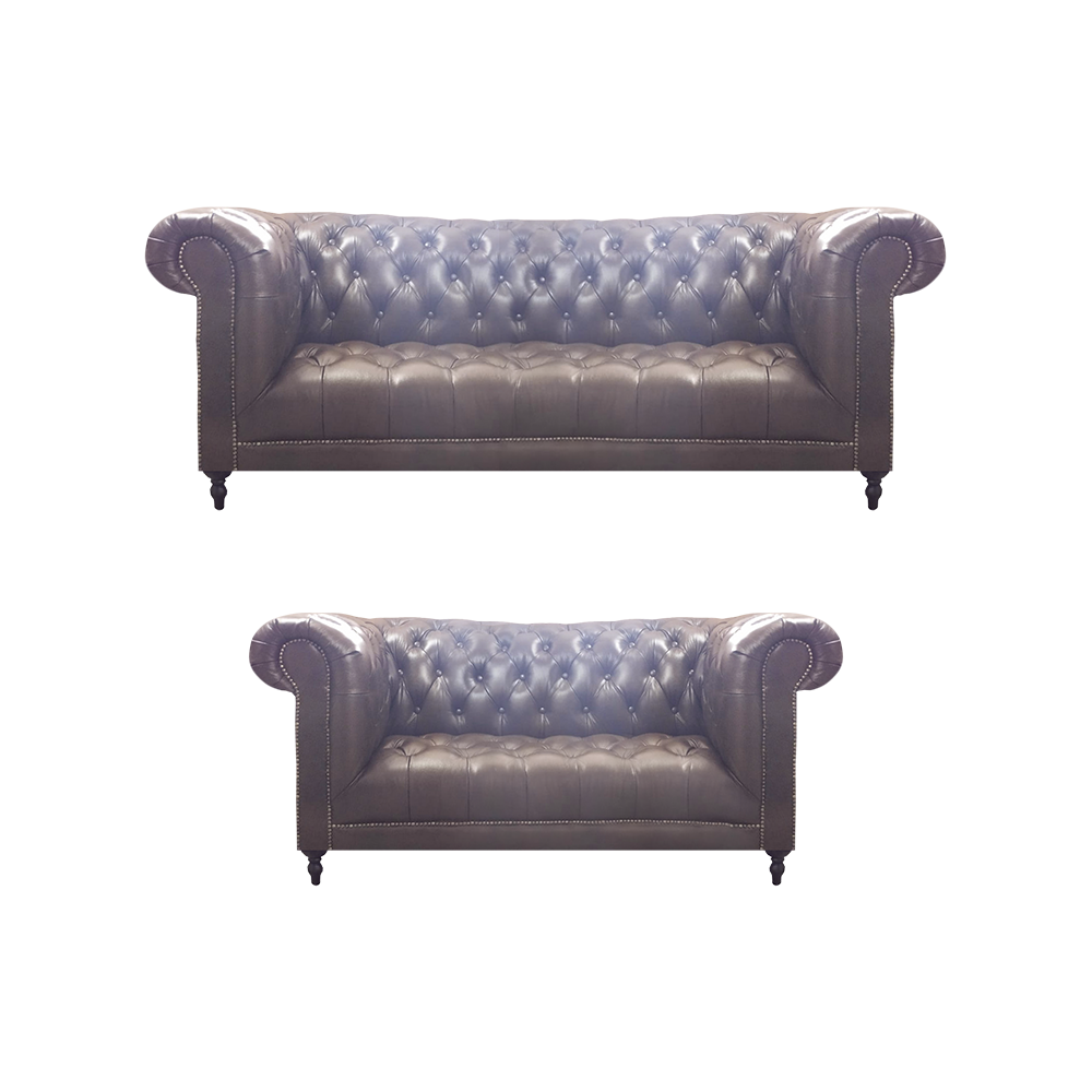 Luxury Leather 2x Sofas Complete Living Room Furnishings Upholstered Furniture Furnishings