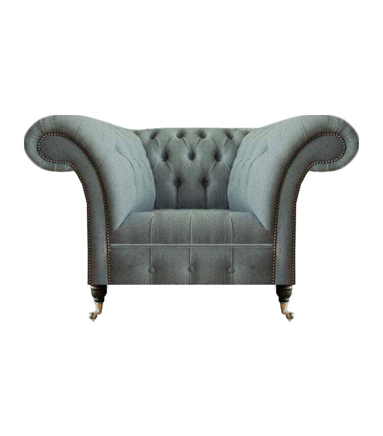 Grey armchair Chesterfield furnishing living room upholstered armchair textile new