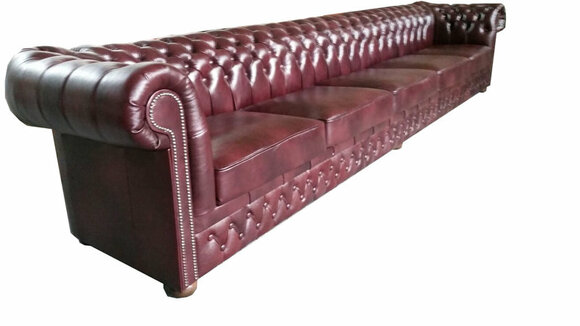 Chesterfield Long Sofa XXL 8-Seater Premium Red Faux Leather Upholstered Huge Couch With Cushions New