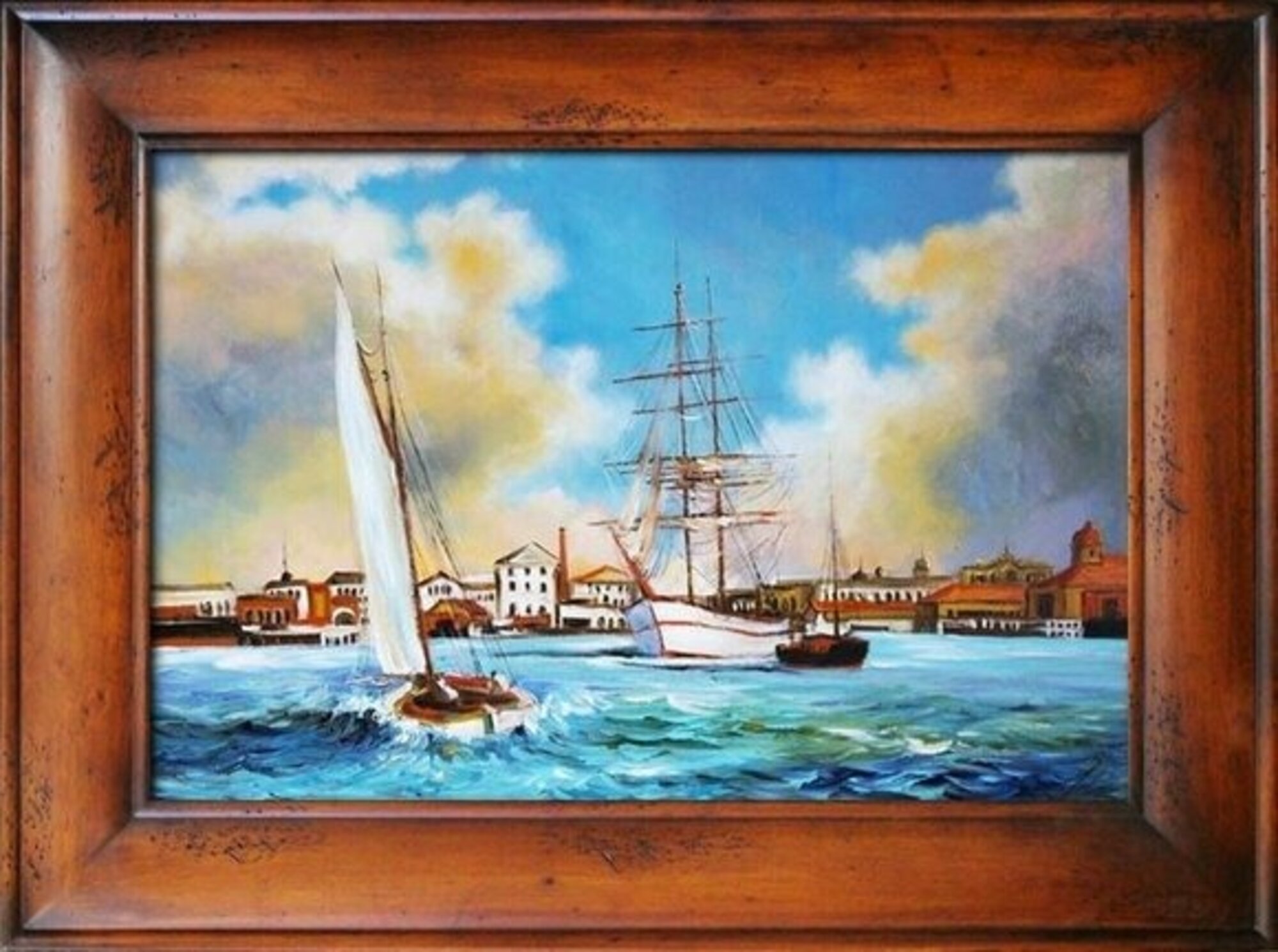 Painting Venice Harbor Handmade Ship Oil Painting Picture Oil Paintings G05310 Immediately