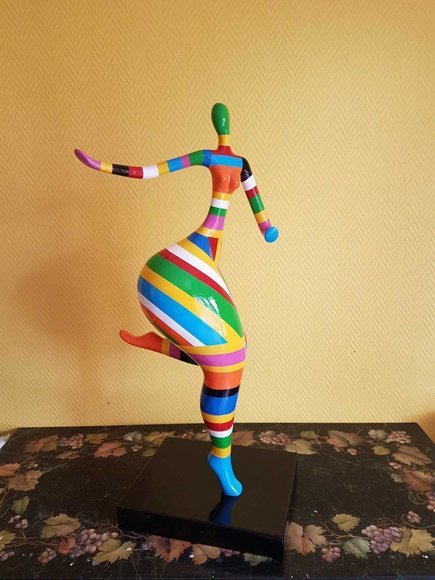 Abstract decorative sculpture in colorful stripes 130cm P162A