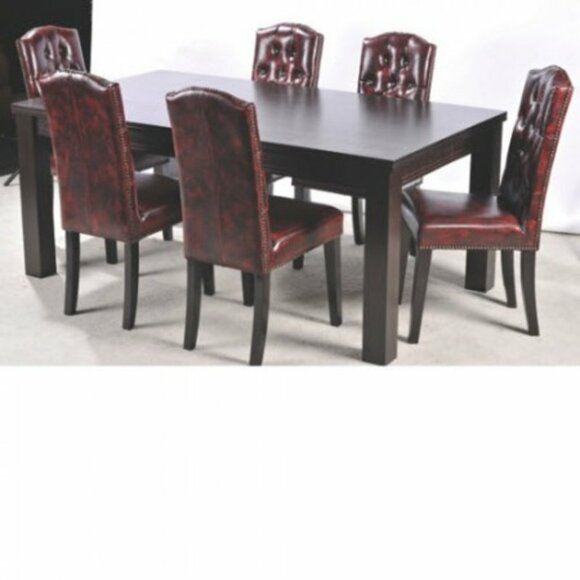 6x dining chair chairs set complete set seat upholstery Chesterfield leather