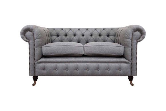 Design Sofa Polster Couch Grau Luxus Textil Zweisitzer Sofas Chesterfield