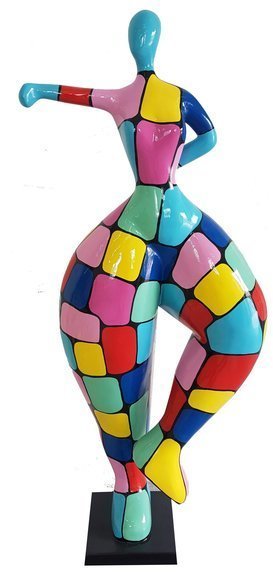 Abstract decorative sculpture designed as a standing figure in colorful patterns 132cm (N111D)