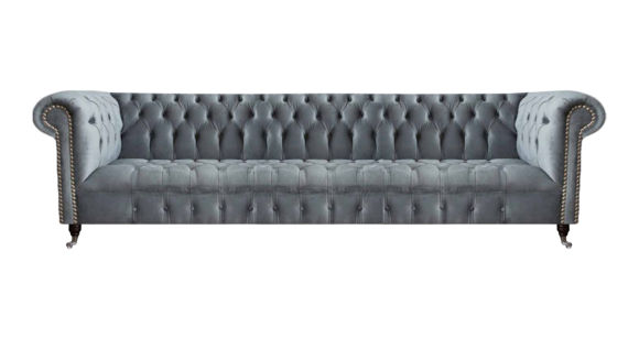 Chesterfield luxury four seater grey sofa couch living room furnishings