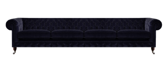 Living Room Chesterfield Black Sofa Four Seater Modern New Furnishings