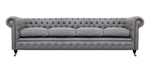 Chesterfield four seater grey sofa couch living room furnishing new textile