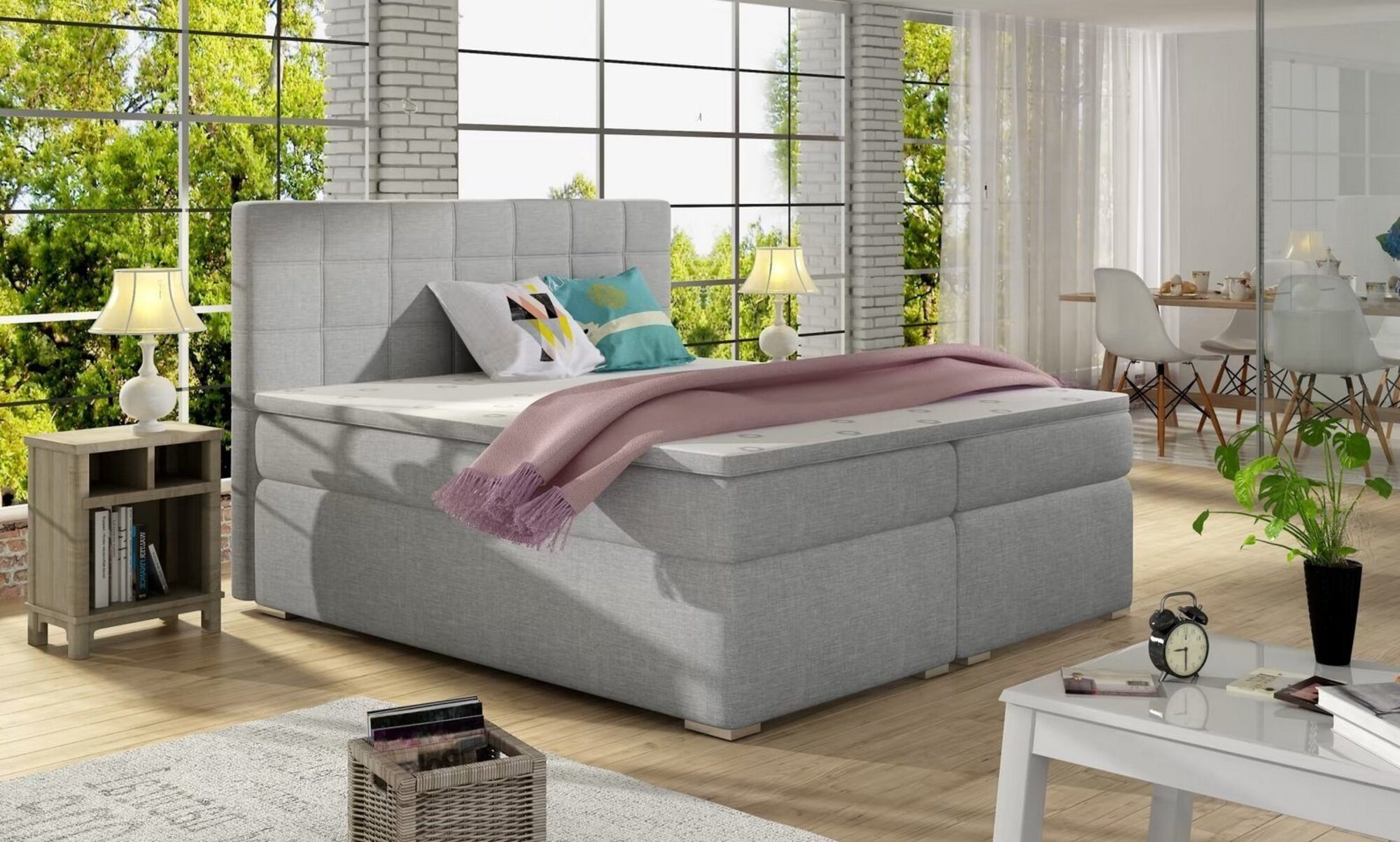 Design Double Hotel Modern Bed Bedroom Beds New Bed Frame Fabric Textile Immediately