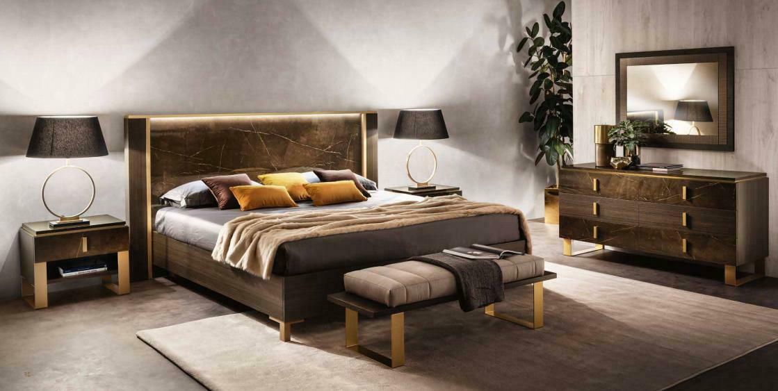 Bed Bedroom Set Design Modern Luxury 2x Bedside Table Italian 3pcs Furniture