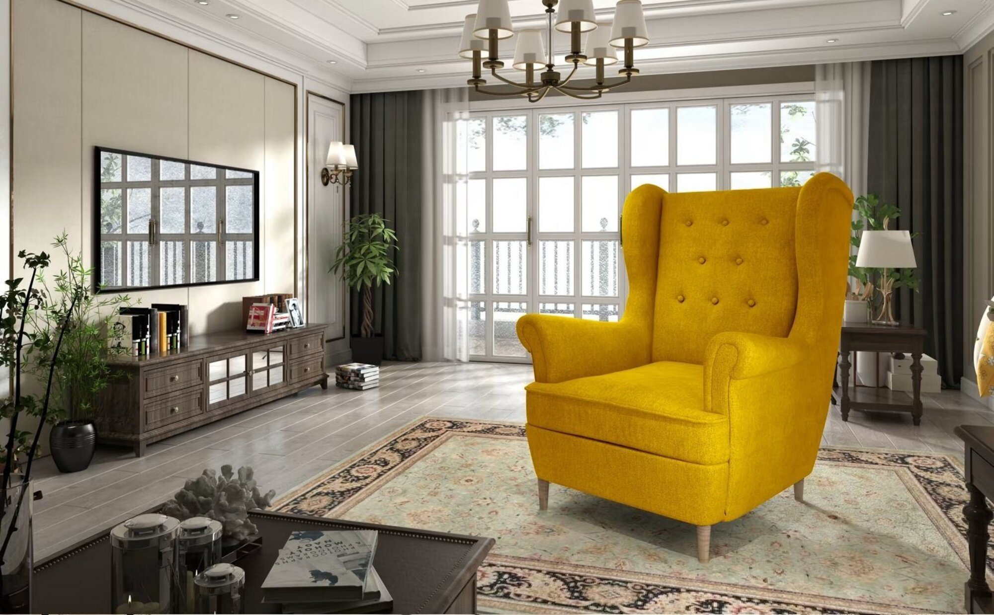 Armchair Fabric Living Room Design Upholstery New Textile Luxury Wing Chair Immediately