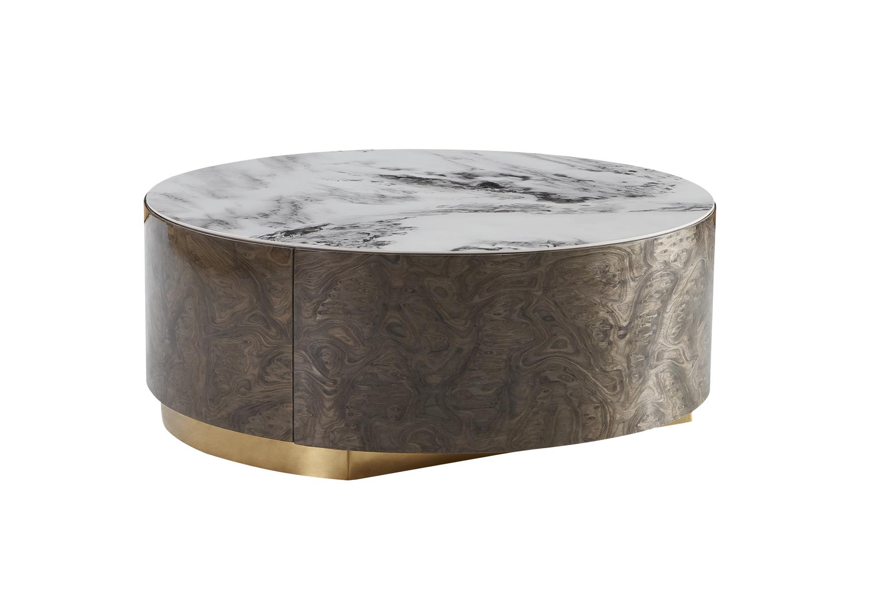 Coffee Table Brown Marble Living Room Wood New Modern Design Furniture Luxury Table