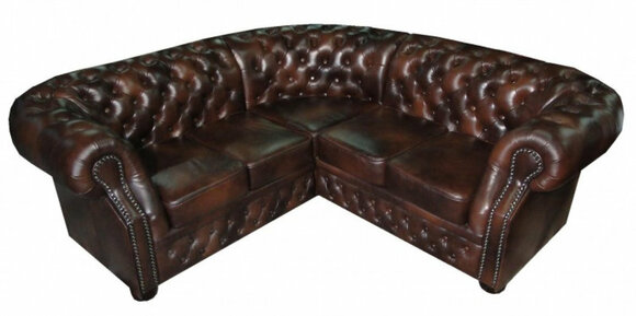 Leather Corner Sofa Chesterfield L-Shaped Couch Comfortable Brown Amazing Sofa