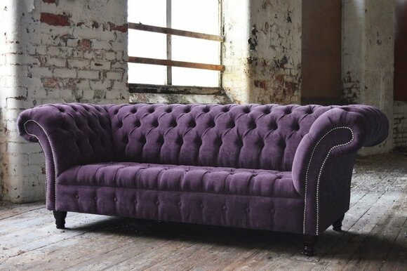 Chesterfield 3 Seater XXL Upholstery Seat Stylish Couch Sofa Set Big Couch Purple