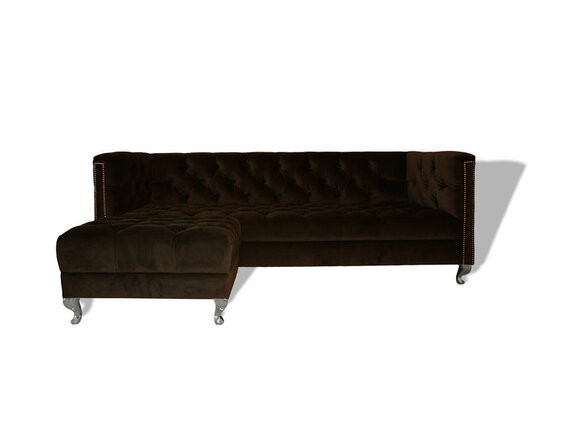 Chesterfield Sofa 3-Seater Brown Classic Textile Upholstered Comfortable Couch New