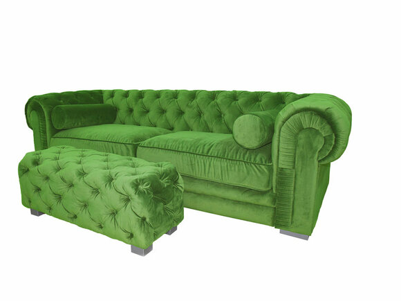 Chesterfield Sofa 3-Seater Light Green Textile Comfortable Sofa Couch Living Room New