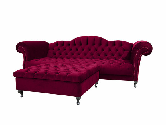 Chesterfield Sofa 3-Seater Pink Purple Textile Upholstered Comfortable Couch New