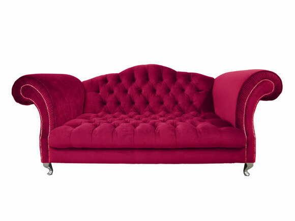 Chesterfield Sofa 3-Seater Pink Textile Fabric Upholstered Comfortable Couch New