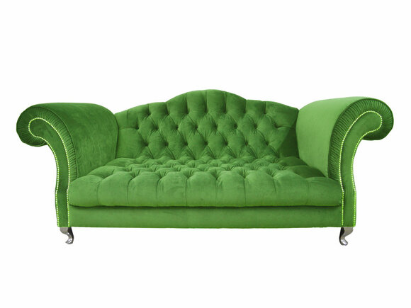 Sofa 3-Seater Classic Chesterfield with Buttons Green Textile Couch Comfortable New