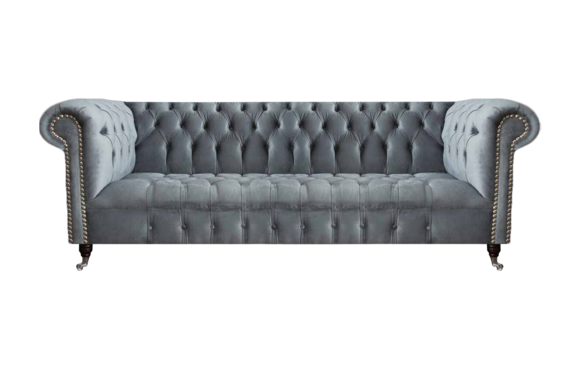 Chesterfield Sofa Dreisitzer Wohnzimmer Couch Möbel Grau Textil Neu