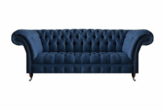 Living room Chesterfield sofas Blue textile couch Designer upholstered sofas