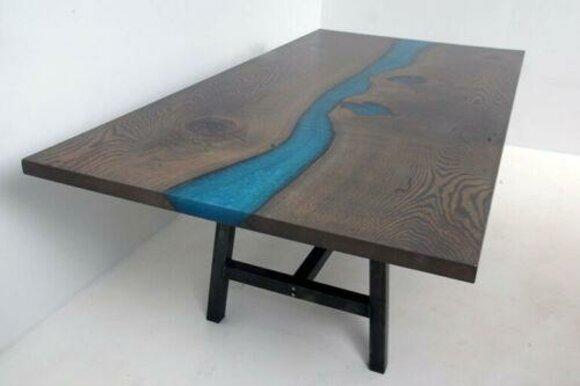 Epoxy Resin Dining Table River Table Real Wood Solid Tables 220x100 River Table New