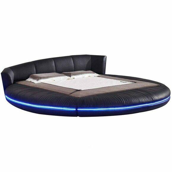 Round Design Beds Leather Round Bed Double Luxury Hotel Frame Sleep Immediately