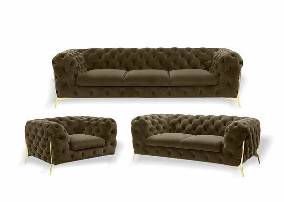 Luxury furniture sofa set couch sofa upholstery 3 2 1 seater Chesterfield wood 3 pieces