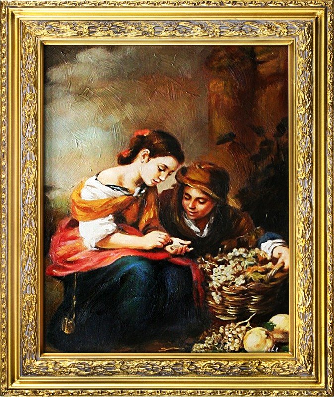 Children Classic Painting Oil Picture Real Wood Gold Frame Oil 02521