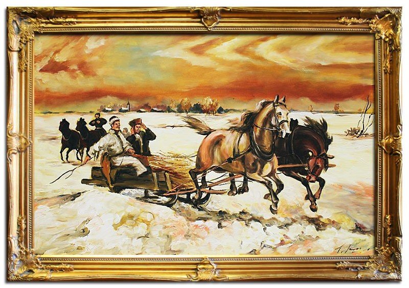 Russian Tsar Painting Oil Picture Real Wood Gold Frame Oil Russia 03432