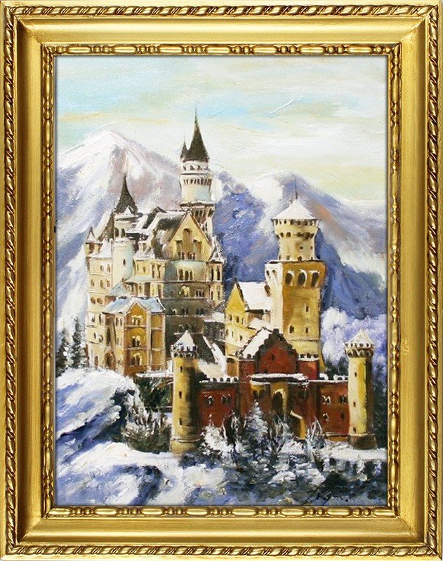 Neuschwanstein Castle 5235 Classic Painting Oil Painting Picture Real Wood Frame