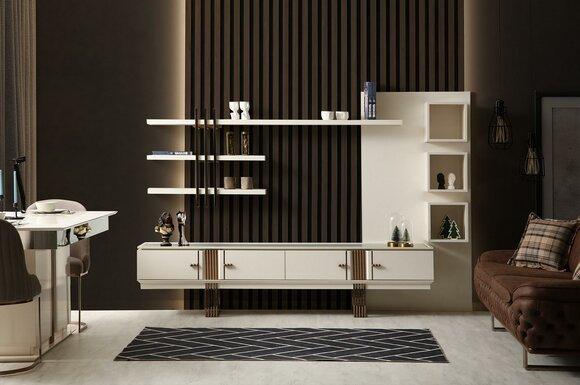 Luxury sideboard with shelf stylish beige chest of drawers modern furniture design