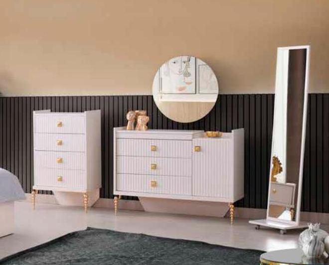 Modern Dressing Table with Mirror Rectangular Design Bedroom White