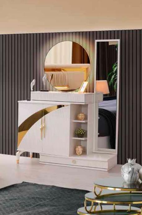 Dressing Table with Mirror Bedroom Modern Design Rectangular White