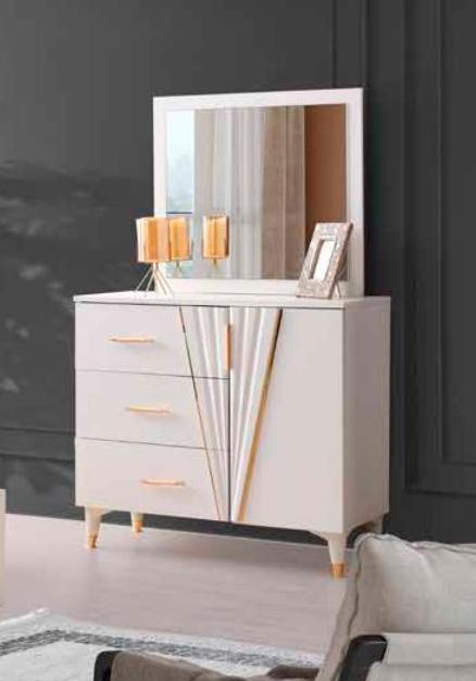 Dressing Table with Mirror for Bedroom Rectangular Modern Design White