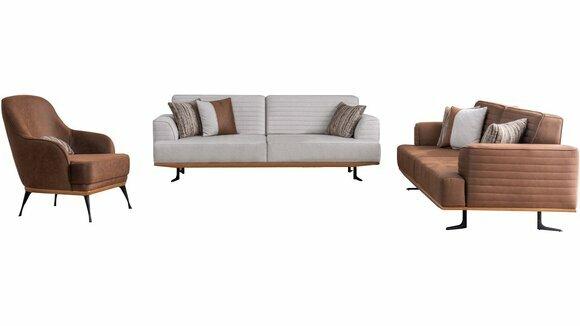 Designer sofa set two three-seater sofas & armchairs for living room