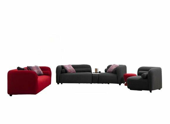 Black-Red Designer Living Room Sofa Set Designer Couches 3pcs