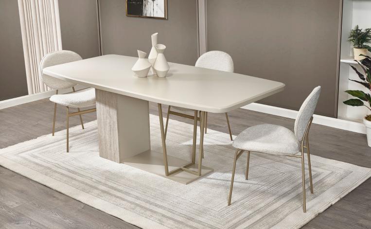 White Dining Area Designer Dining Set Luxurious Dining Room Furniture Chairs Table