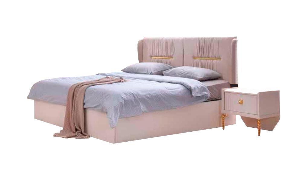 Double Bed for Modern Bedroom Design Rectangular Shape Style Beige