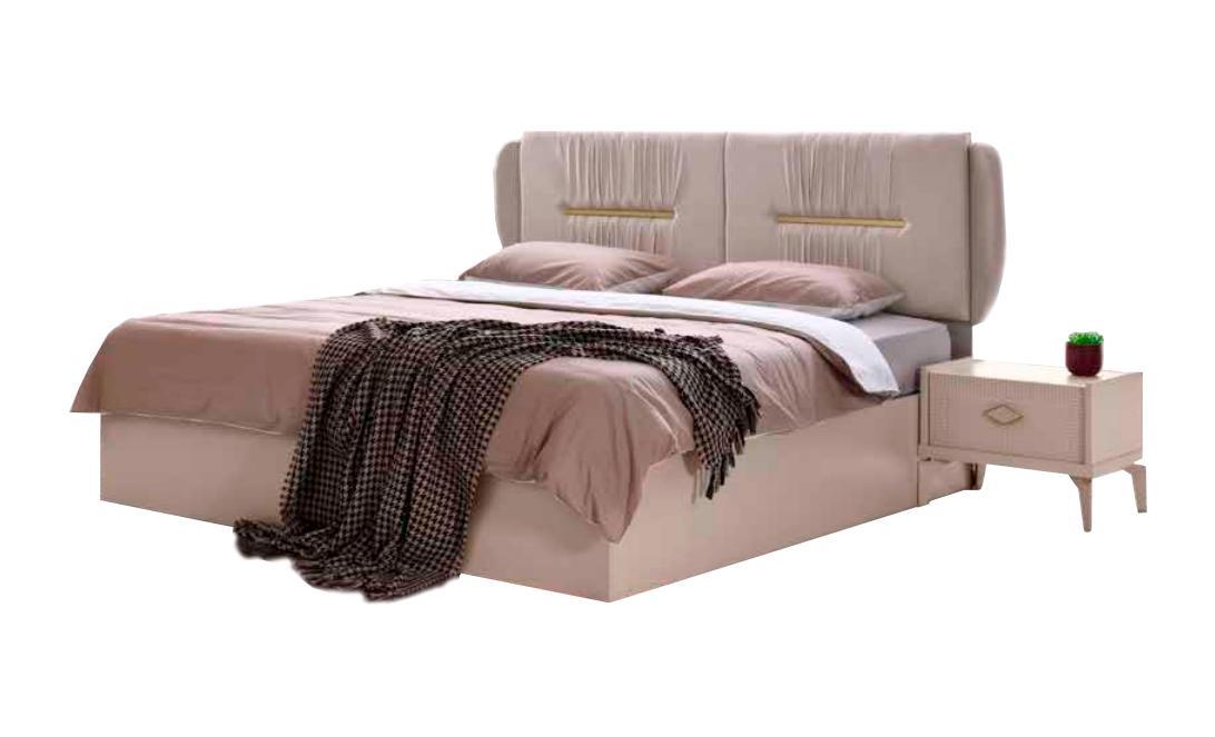 Bed Bedroom Double Bed Modern Design Rectangular Beige