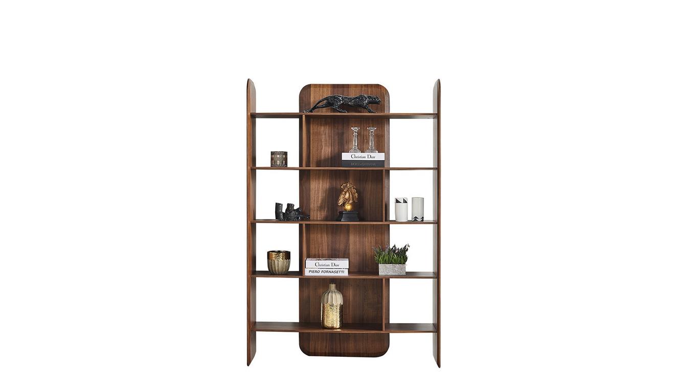 Design brown colour bookcase living room cabinets wood new shelves