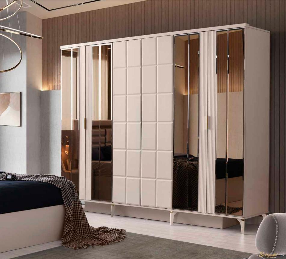 Rectangular Wardrobe Plain Modern Design Style Bedroom Beige