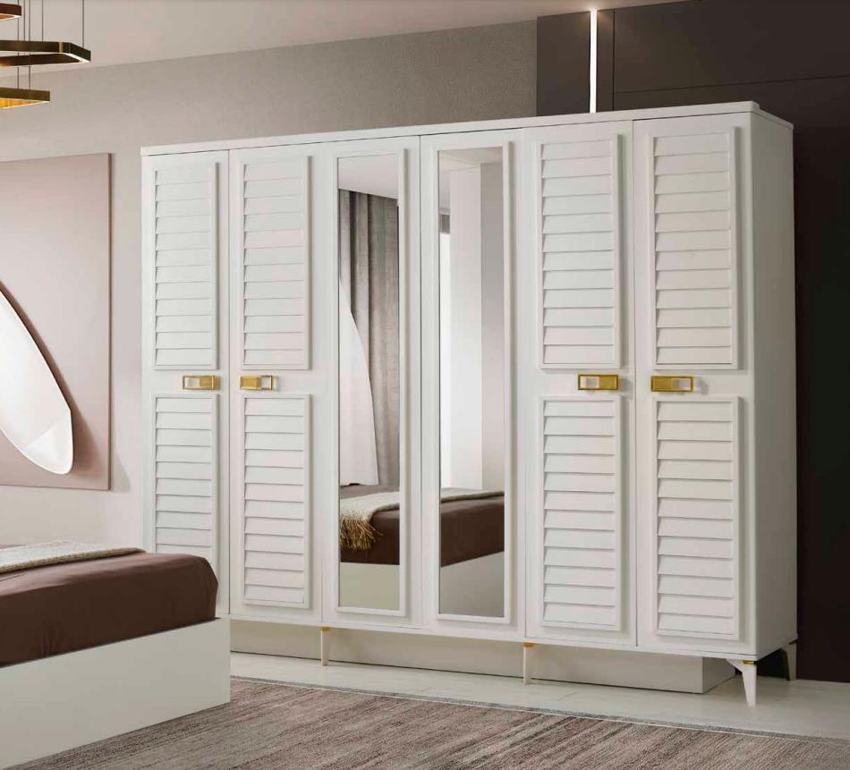 Rectangular Wardrobe Plain Modern Design Style Bedroom White