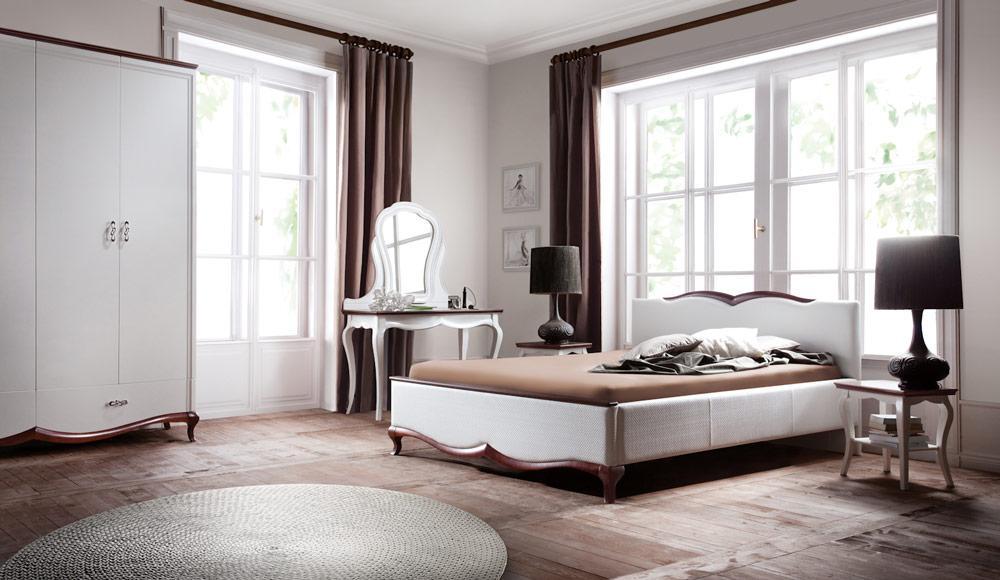 Bedroom classic leather double bed in art nouveau style italian furniture milano collection MI-3 160x200cm