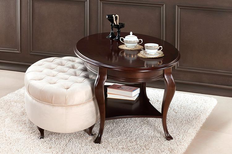 Round Stool Stool Leather Ottoman with Table Serving Table - Verona