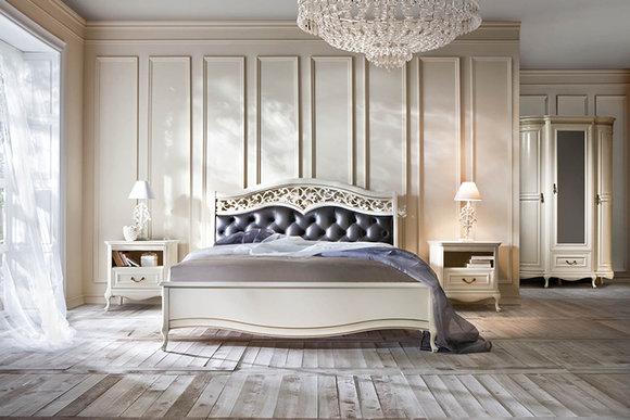 Bed Double bed Classic double bed Leather bed Chippendale bedroom - Verona