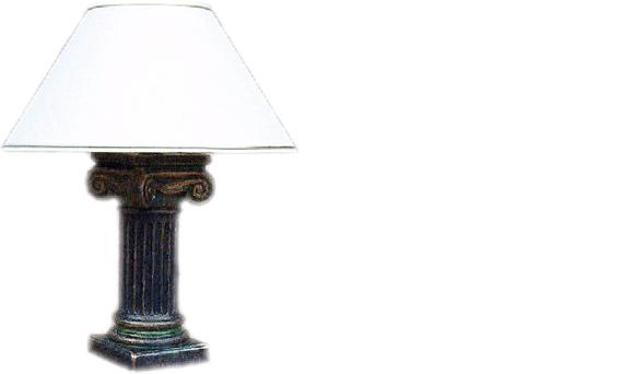 Antique roman column design table lamp made of stucco/acrylic material, 38,5 high