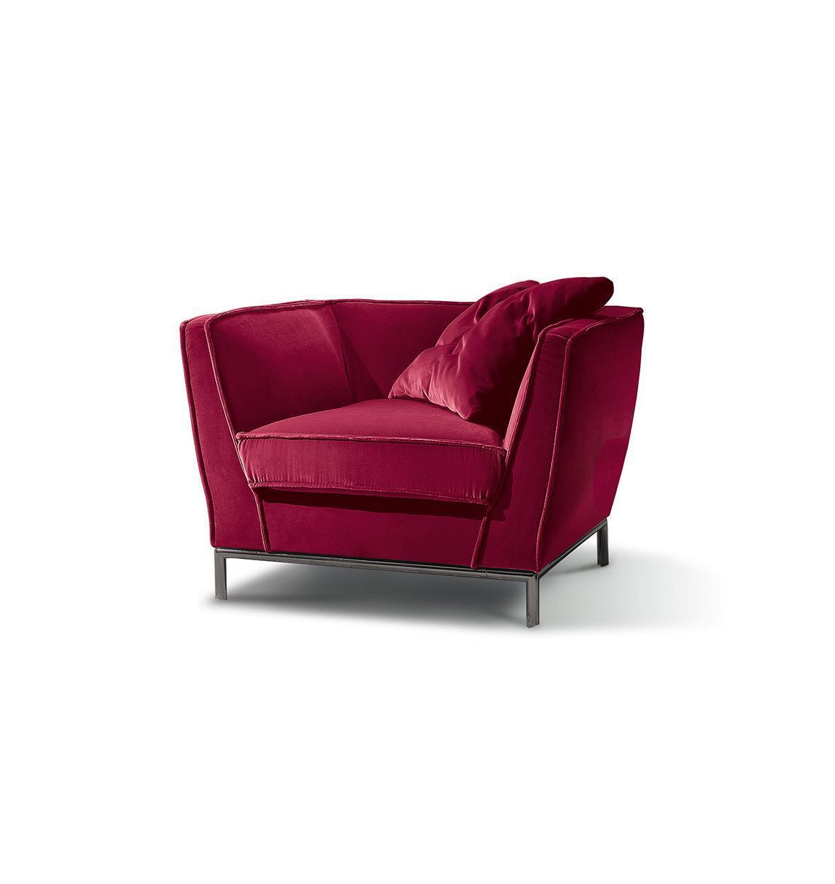 Luxury Single Seater Armchair Red Upholstery Relax Design Italian Furniture Prianera New