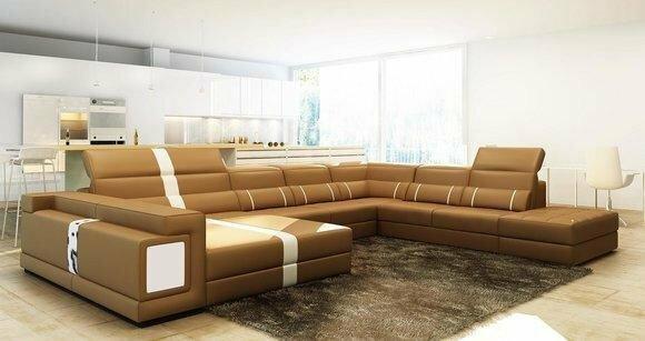 Leather Sofa Living Area Corner Sofa Couch U Shape Living Room