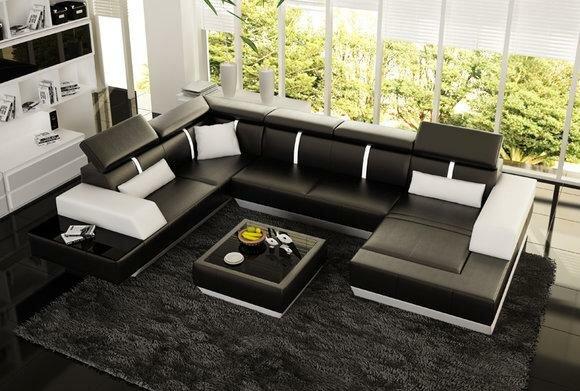 Leather Sofa U- Shape Living Area LE MANS