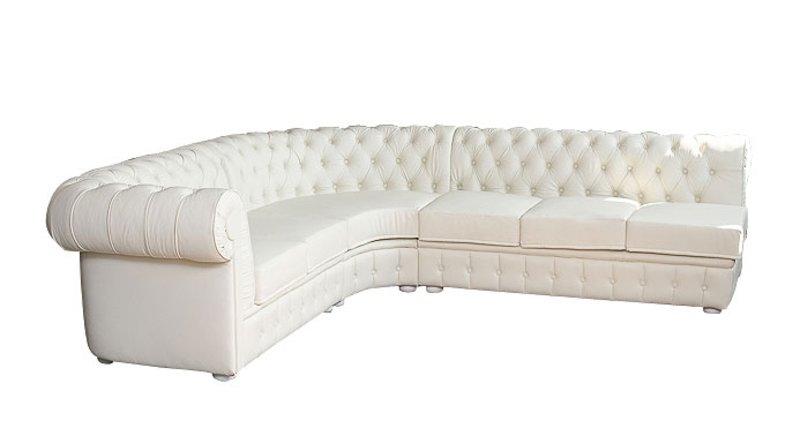 Aleeze Chesterfield Corner Sofa White Faux Leather L-Shaped Couch New Comfortable Sofa